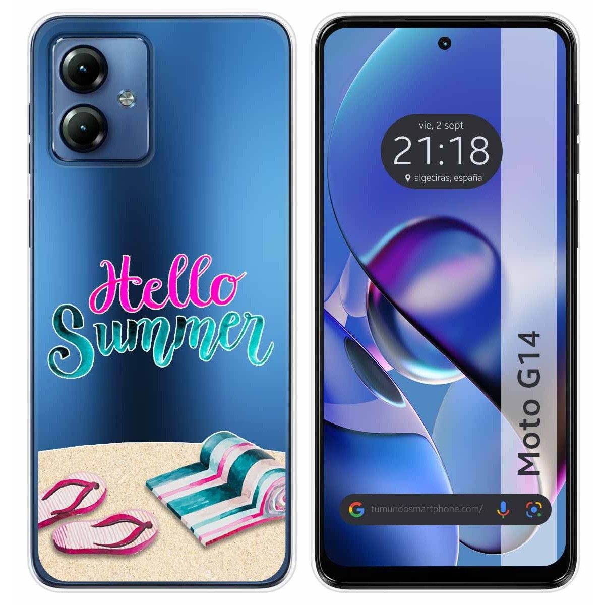 Funda Silicona Transparente para Motorola Moto G14 diseño Summer Dibujos