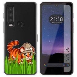 Funda Silicona Transparente para CAT S75 5G diseño Tigre Dibujos