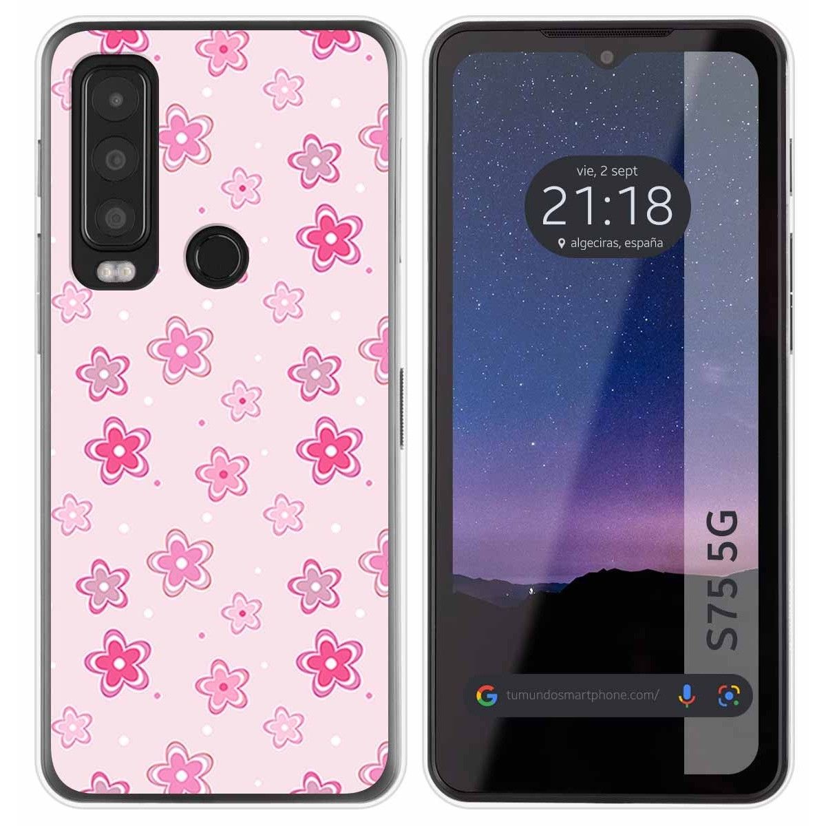 Funda Silicona para CAT S75 5G diseño Flores Dibujos