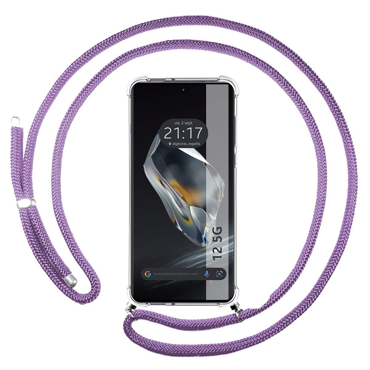 Funda Colgante Transparente para Oneplus 12 5G con Cordon Morado