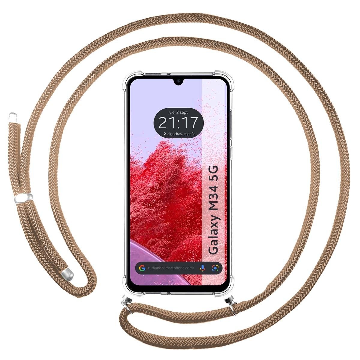 Funda Colgante Transparente para Samsung Galaxy M34 5G con Cordon Camel