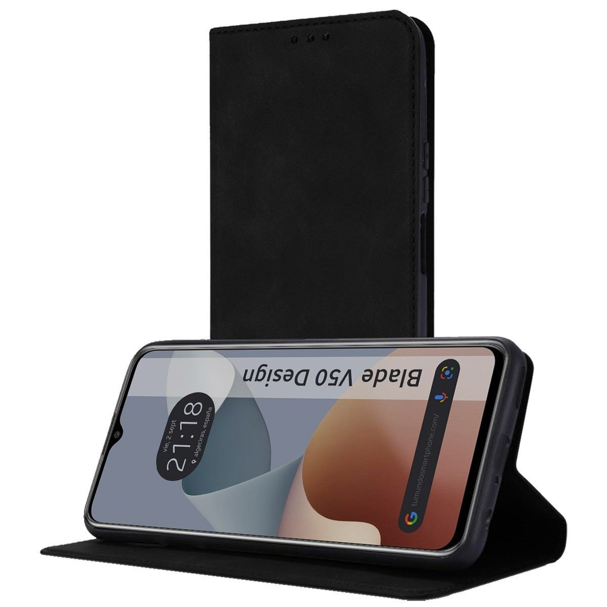 Funda Libro de Polipiel con tarjetero para Zte Blade V50 Design 4G color Negra