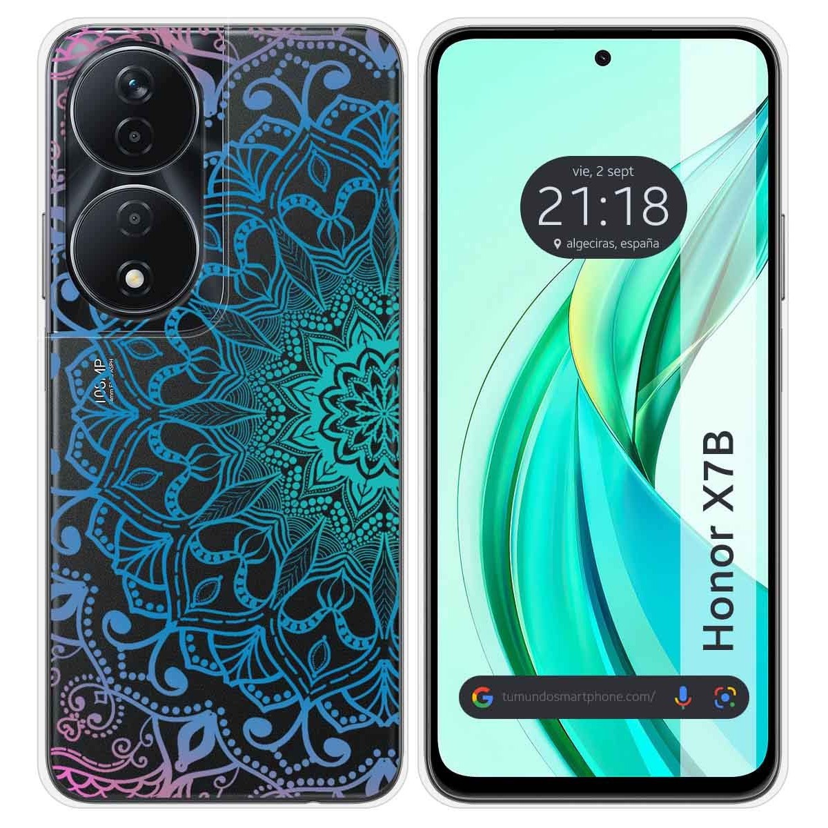 Funda Silicona Transparente para Huawei Honor X7b diseño Mandala Dibujos