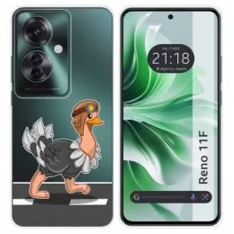 Funda Silicona Transparente para Oppo Reno 11F 5G diseño Avestruz Dibujos