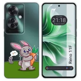 Funda Silicona Transparente para Oppo Reno 11F 5G diseño Conejo Dibujos