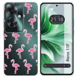 Funda Silicona Transparente para Oppo Reno 11F 5G diseño Flamenco Dibujos