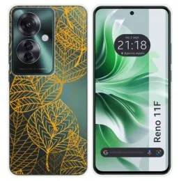 Funda Silicona Transparente para Oppo Reno 11F 5G diseño Hojas Dibujos