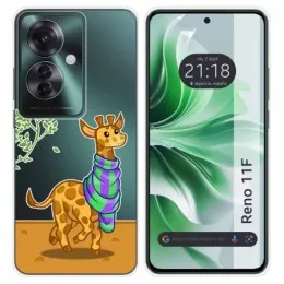 Funda Silicona Transparente para Oppo Reno 11F 5G diseño Jirafa Dibujos