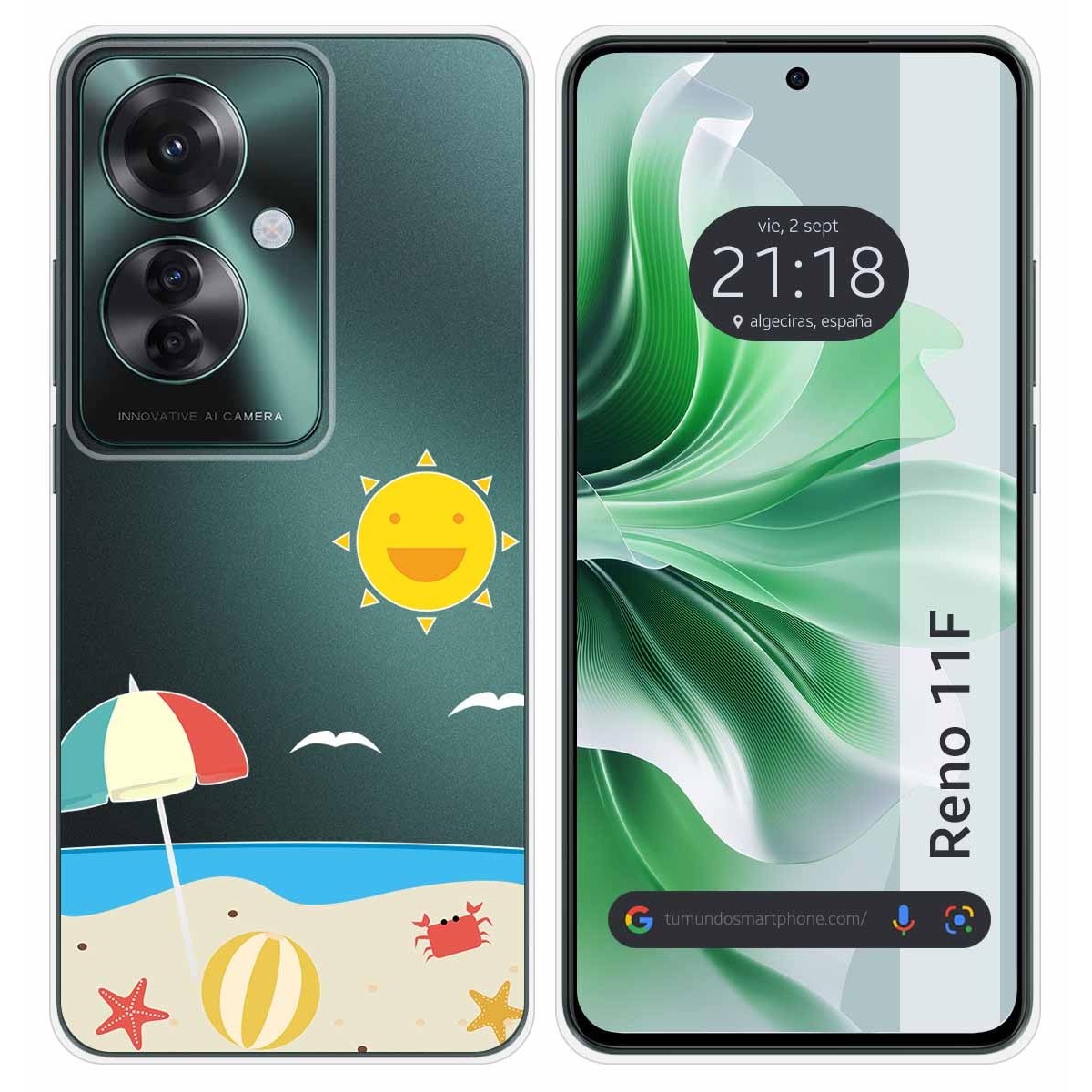 Funda Silicona Transparente para Oppo Reno 11F 5G diseño Playa Dibujos