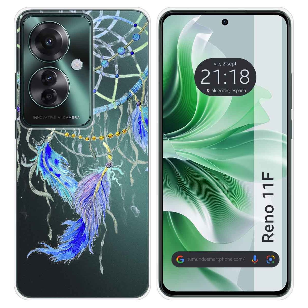 Funda Silicona Transparente para Oppo Reno 11F 5G diseño Plumas Dibujos