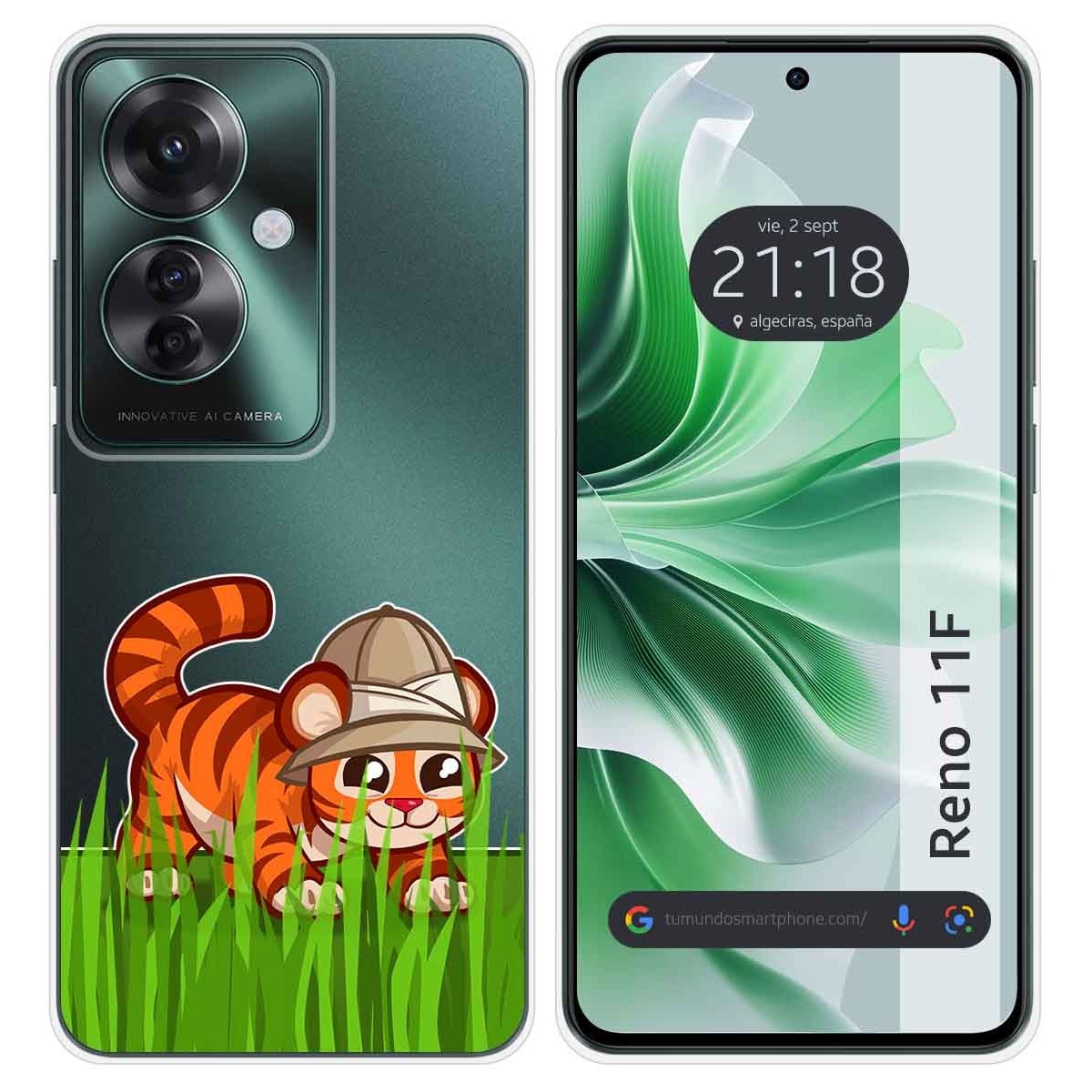 Funda Silicona Transparente para Oppo Reno 11F 5G diseño Tigre Dibujos