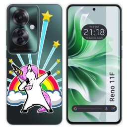 Funda Silicona Transparente para Oppo Reno 11F 5G diseño Unicornio Dibujos