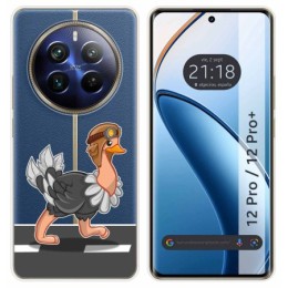 Funda Silicona Transparente para Realme 12 Pro 5G / 12 Pro Plus 5G diseño Avestruz Dibujos