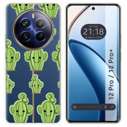 Funda Silicona Transparente para Realme 12 Pro 5G / 12 Pro Plus 5G diseño Cactus Dibujos