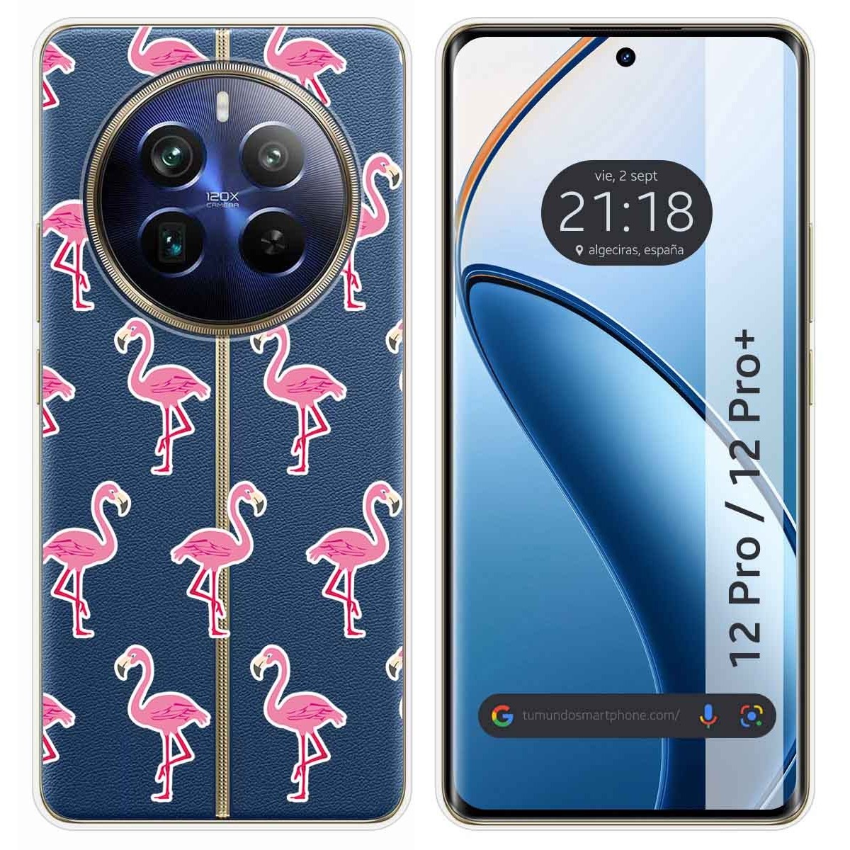 Funda Silicona Transparente para Realme 12 Pro 5G / 12 Pro Plus 5G diseño Flamenco Dibujos