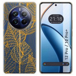 Funda Silicona Transparente para Realme 12 Pro 5G / 12 Pro Plus 5G diseño Hojas Dibujos