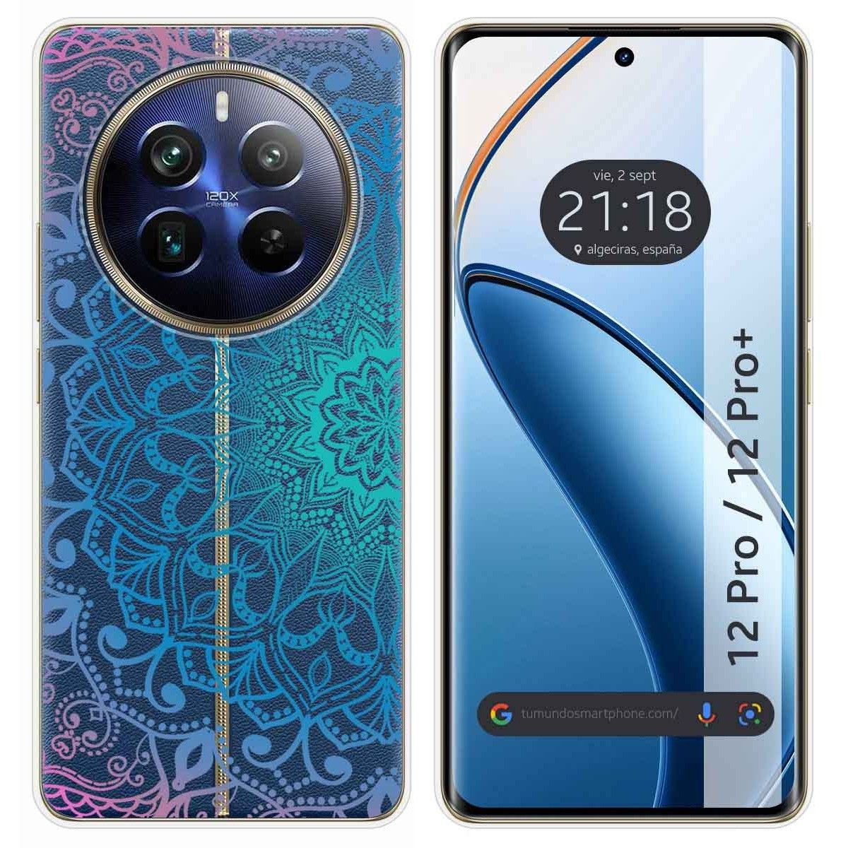 Funda Silicona Transparente para Realme 12 Pro 5G / 12 Pro Plus 5G diseño Mandala Dibujos