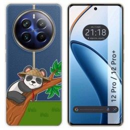 Funda Silicona Transparente para Realme 12 Pro 5G / 12 Pro Plus 5G diseño Panda Dibujos