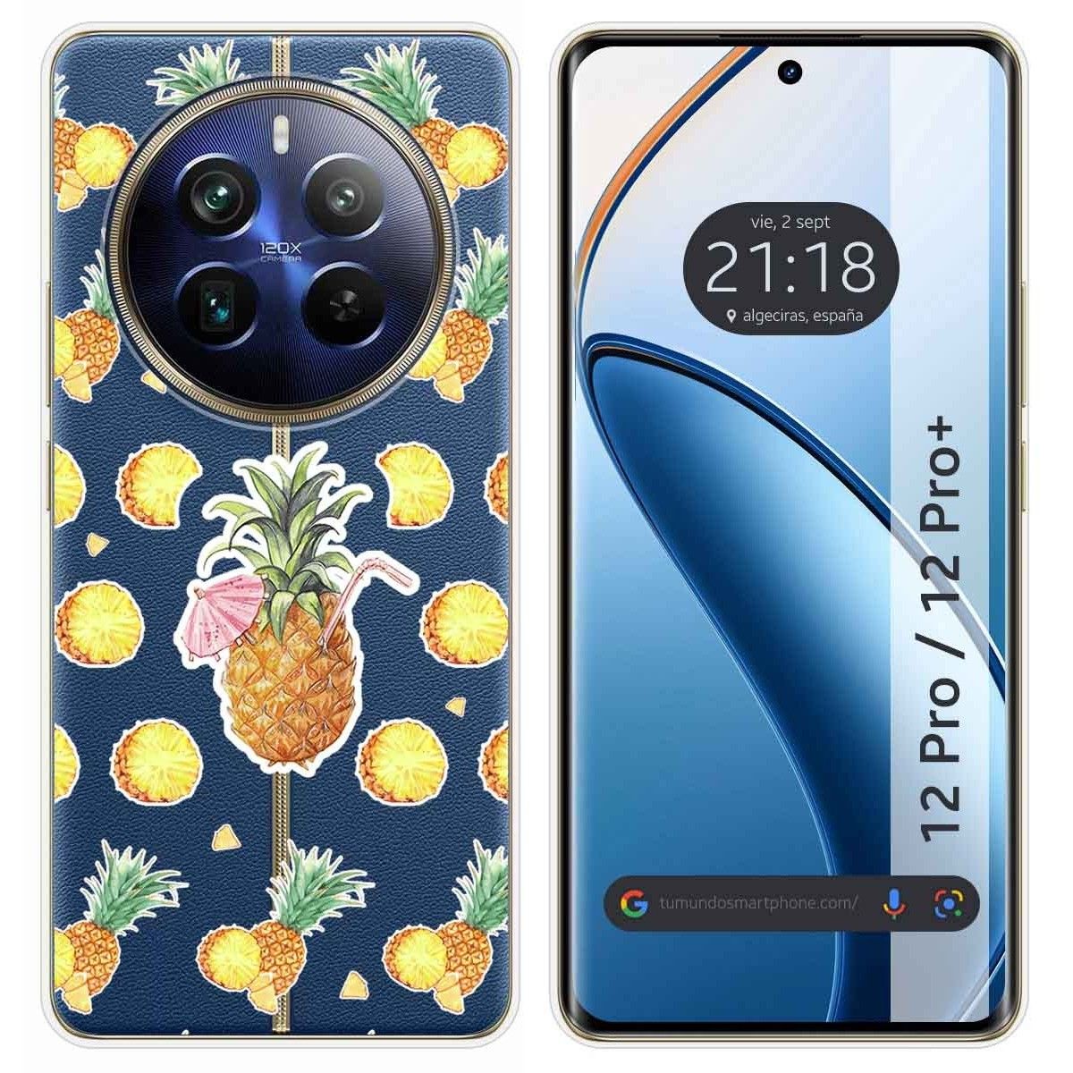 Funda Silicona Transparente para Realme 12 Pro 5G / 12 Pro Plus 5G diseño Piña Dibujos