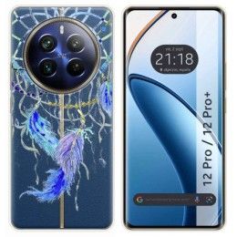 Funda Silicona Transparente para Realme 12 Pro 5G / 12 Pro Plus 5G diseño Plumas Dibujos