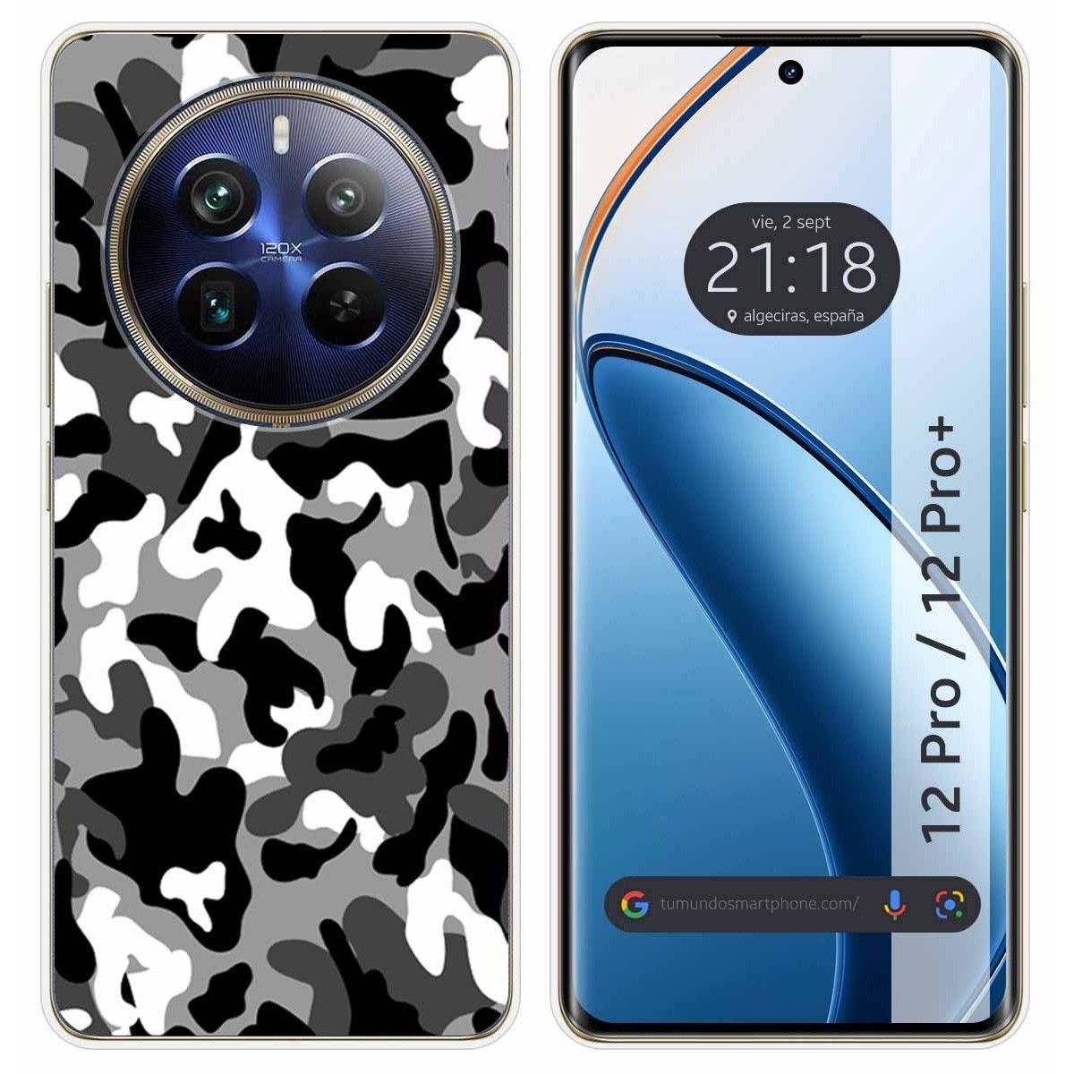 Funda Silicona para Realme 12 Pro 5G / 12 Pro Plus 5G diseño Snow Camuflaje Dibujos