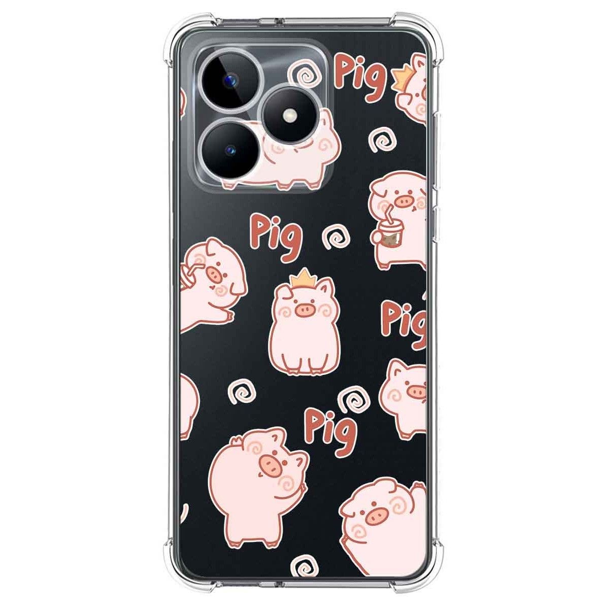 Funda Silicona Antigolpes para Realme C51 diseño Cerdos Dibujos