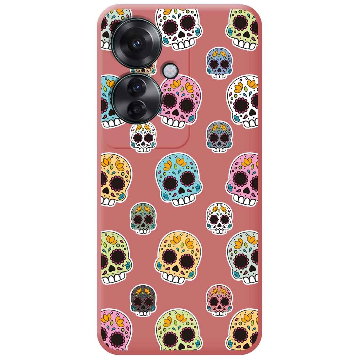 Funda Silicona Líquida Rosa para Oppo Reno 11F 5G diseño Catrina Dibujos