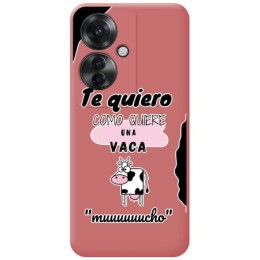 Funda Silicona Líquida Rosa para Oppo Reno 11F 5G diseño Vaca Dibujos