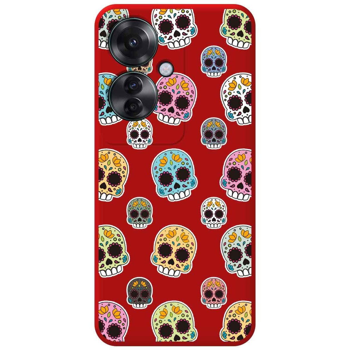 Funda Silicona Líquida Roja para Oppo Reno 11F 5G diseño Catrina Dibujos