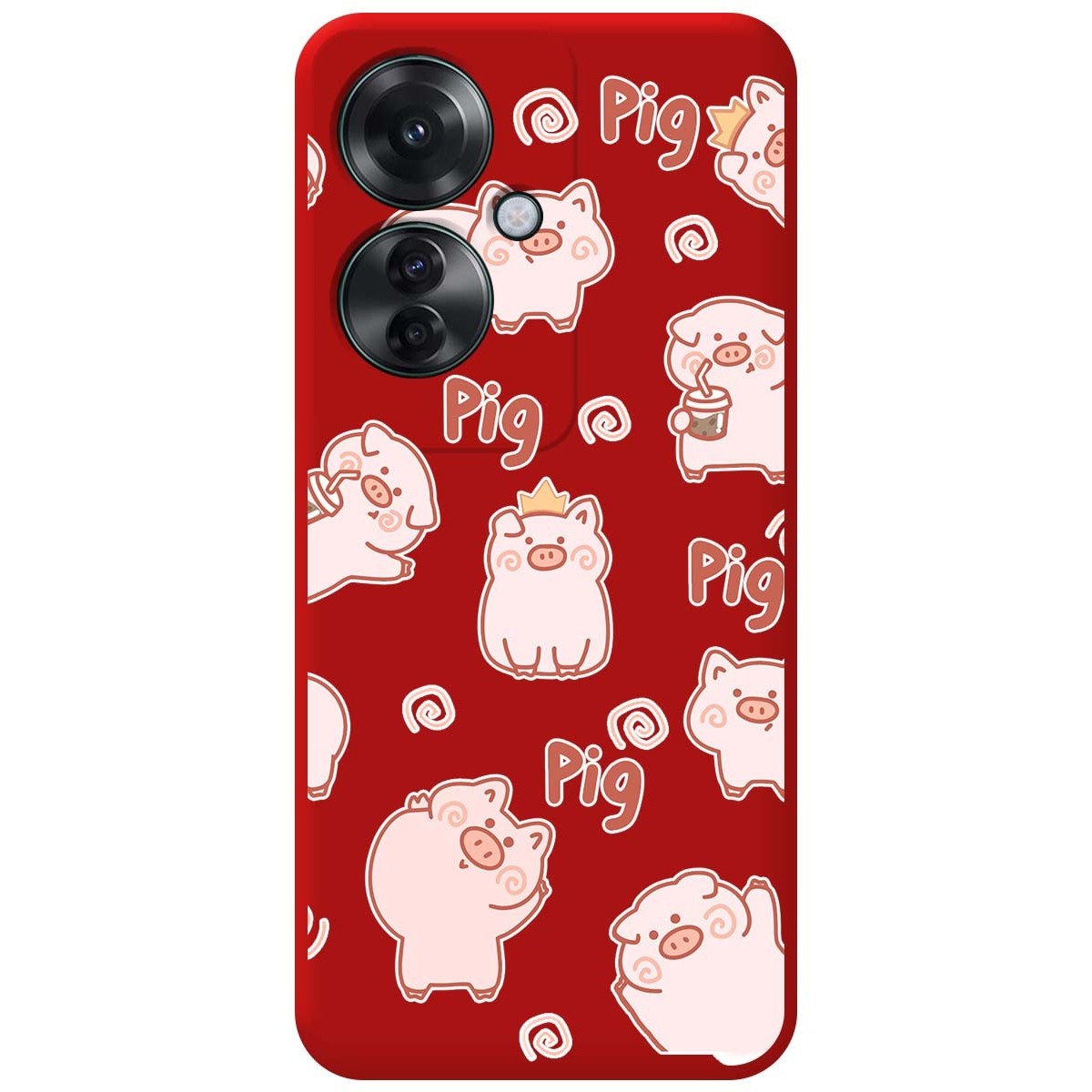 Funda Silicona Líquida Roja para Oppo Reno 11F 5G diseño Cerdos Dibujos