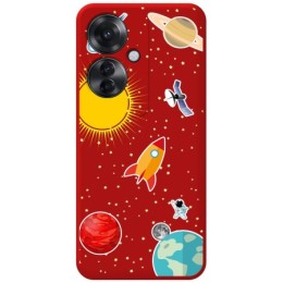 Funda Silicona Líquida Roja para Oppo Reno 11F 5G diseño Espacio Dibujos