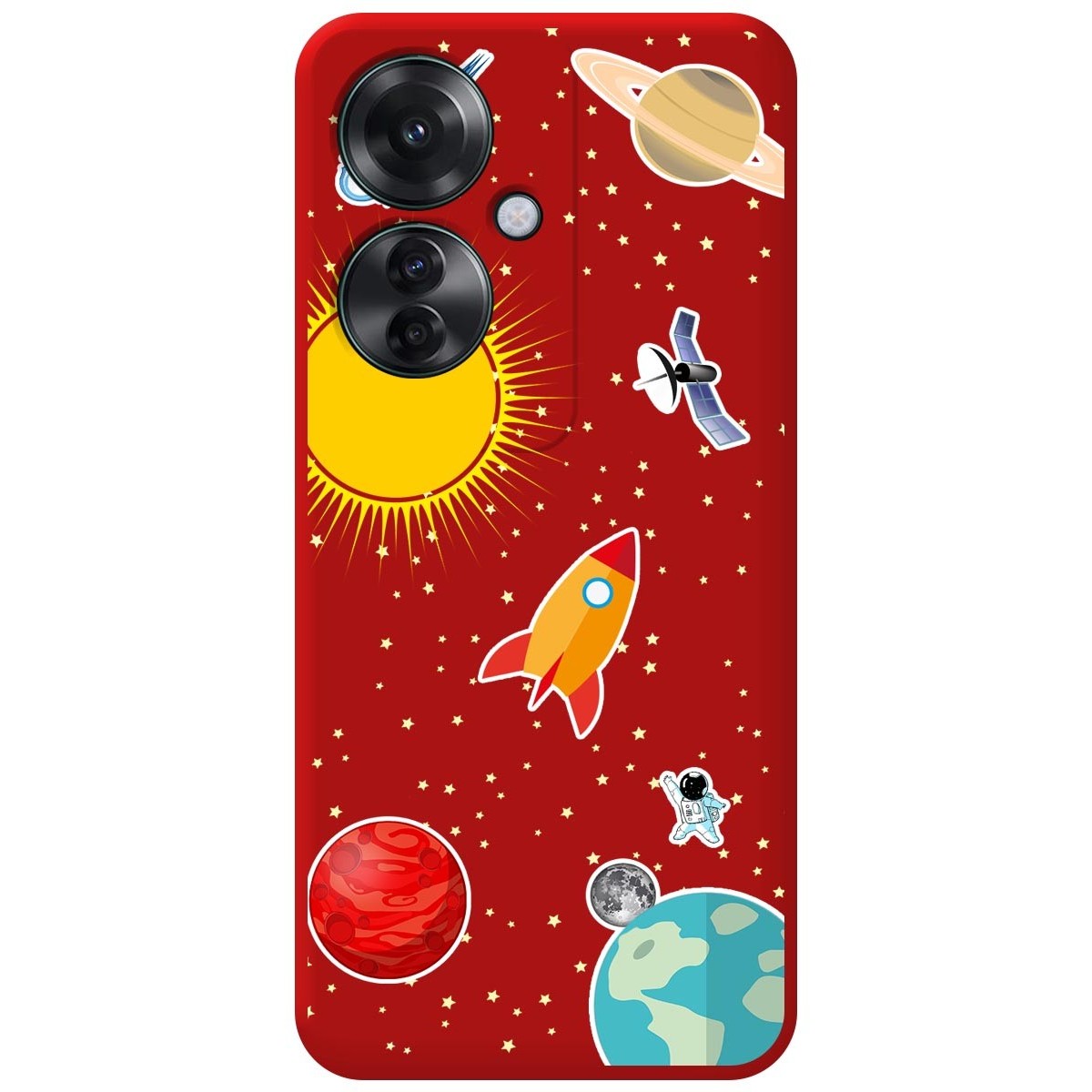 Funda Silicona Líquida Roja para Oppo Reno 11F 5G diseño Espacio Dibujos