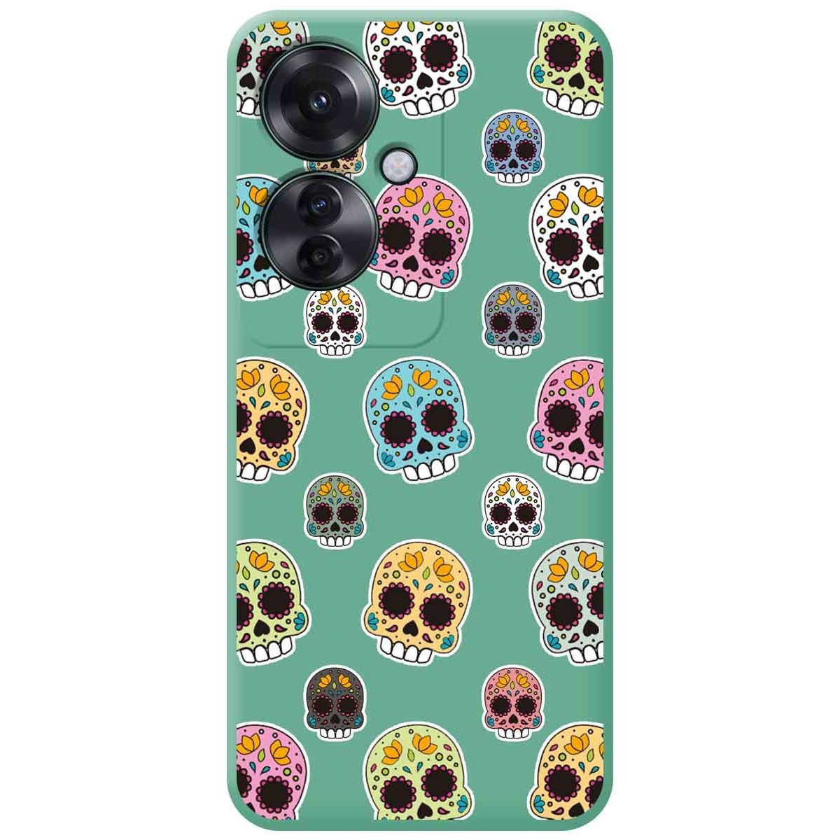 Funda Silicona Líquida Verde para Oppo Reno 11F 5G diseño Catrina Dibujos