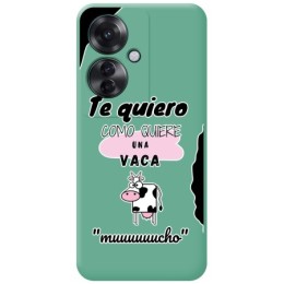 Funda Silicona Líquida Verde para Oppo Reno 11F 5G diseño Vaca Dibujos