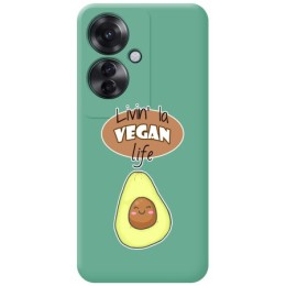 Funda Silicona Líquida Verde para Oppo Reno 11F 5G diseño Vegan Life Dibujos