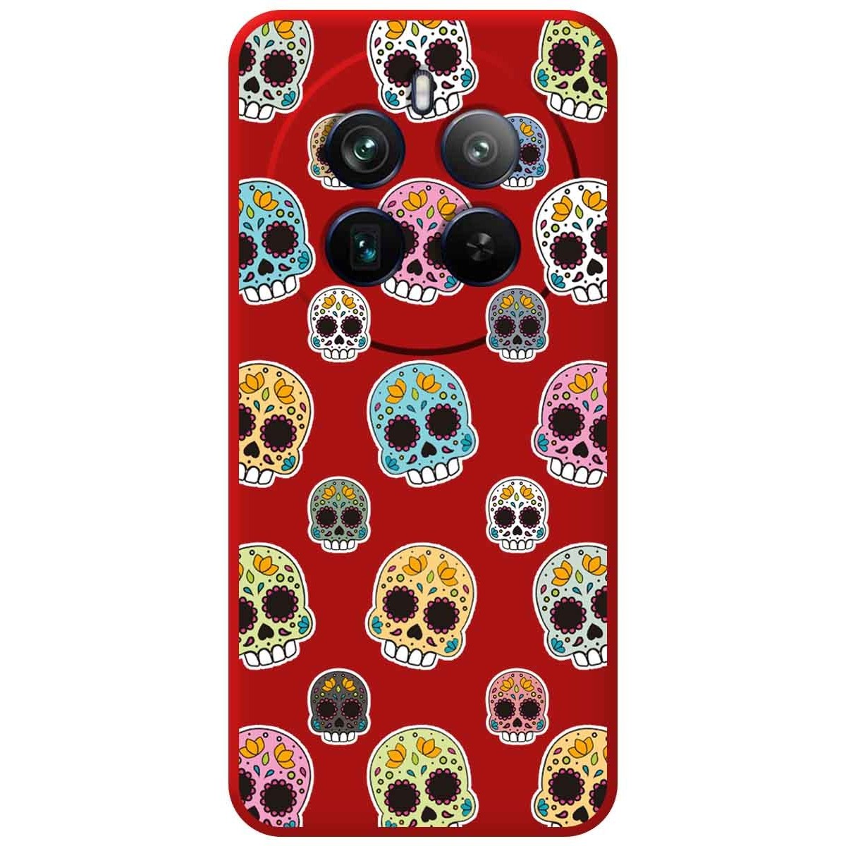 Funda Silicona Líquida Roja para Realme 12 Pro 5G / 12 Pro Plus 5G diseño Catrina Dibujos