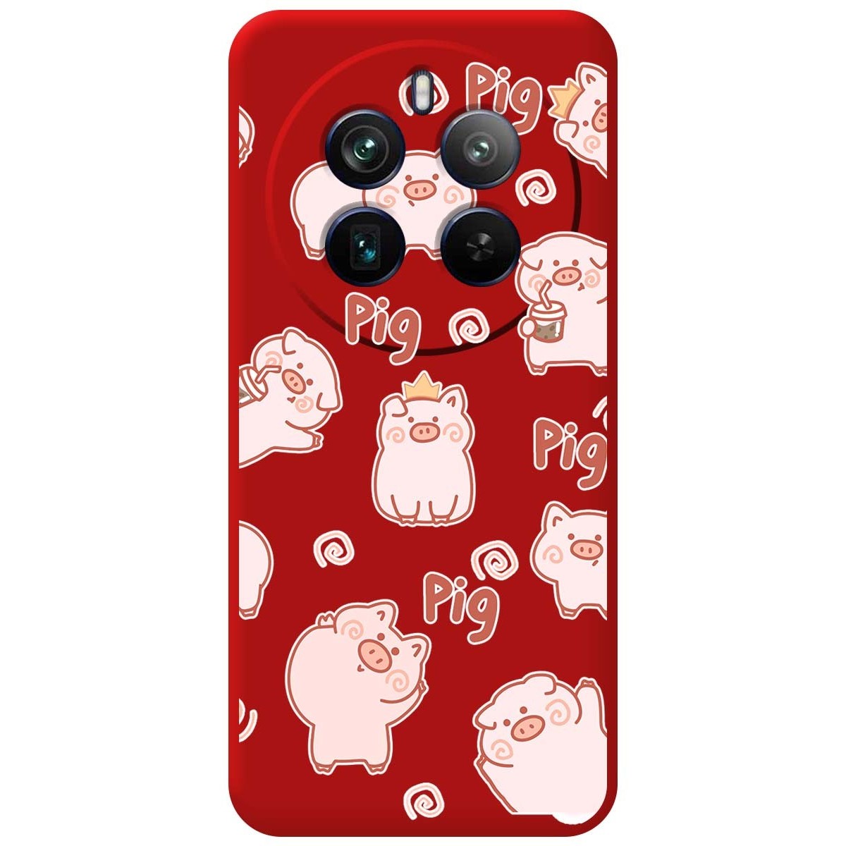 Funda Silicona Líquida Roja para Realme 12 Pro 5G / 12 Pro Plus 5G diseño Cerdos Dibujos