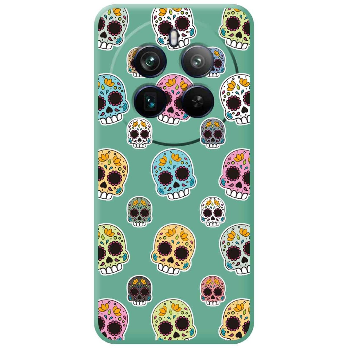 Funda Silicona Líquida Verde para Realme 12 Pro 5G / 12 Pro Plus 5G diseño Catrina Dibujos