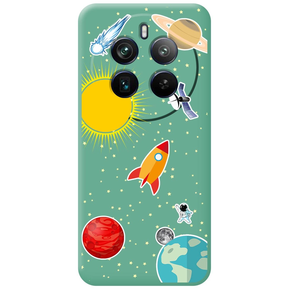 Funda Silicona Líquida Verde para Realme 12 Pro 5G / 12 Pro Plus 5G diseño Espacio Dibujos