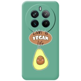 Funda Silicona Líquida Verde para Realme 12 Pro 5G / 12 Pro Plus 5G diseño Vegan Life Dibujos