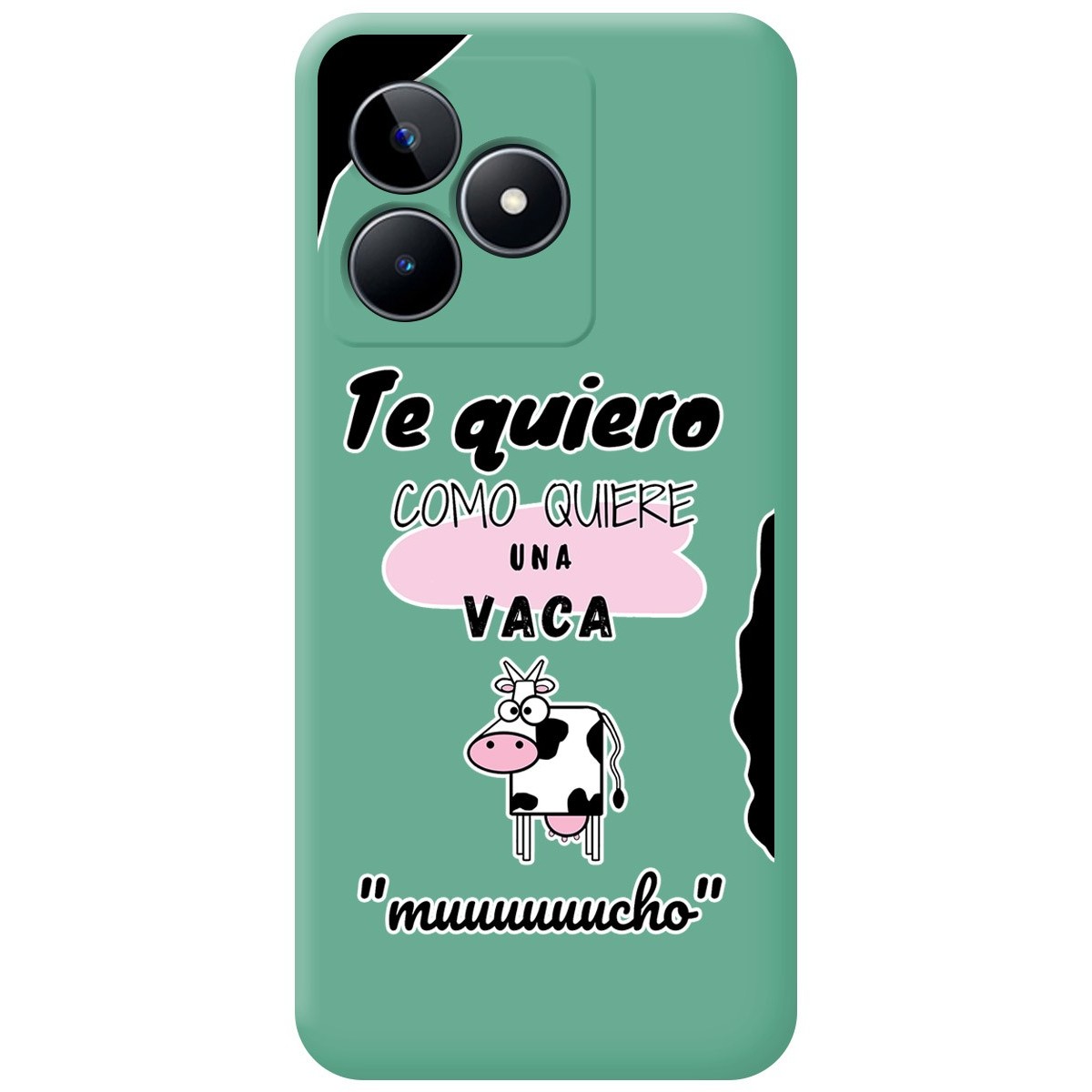 Funda Silicona Líquida Verde para Realme C51 diseño Vaca Dibujos