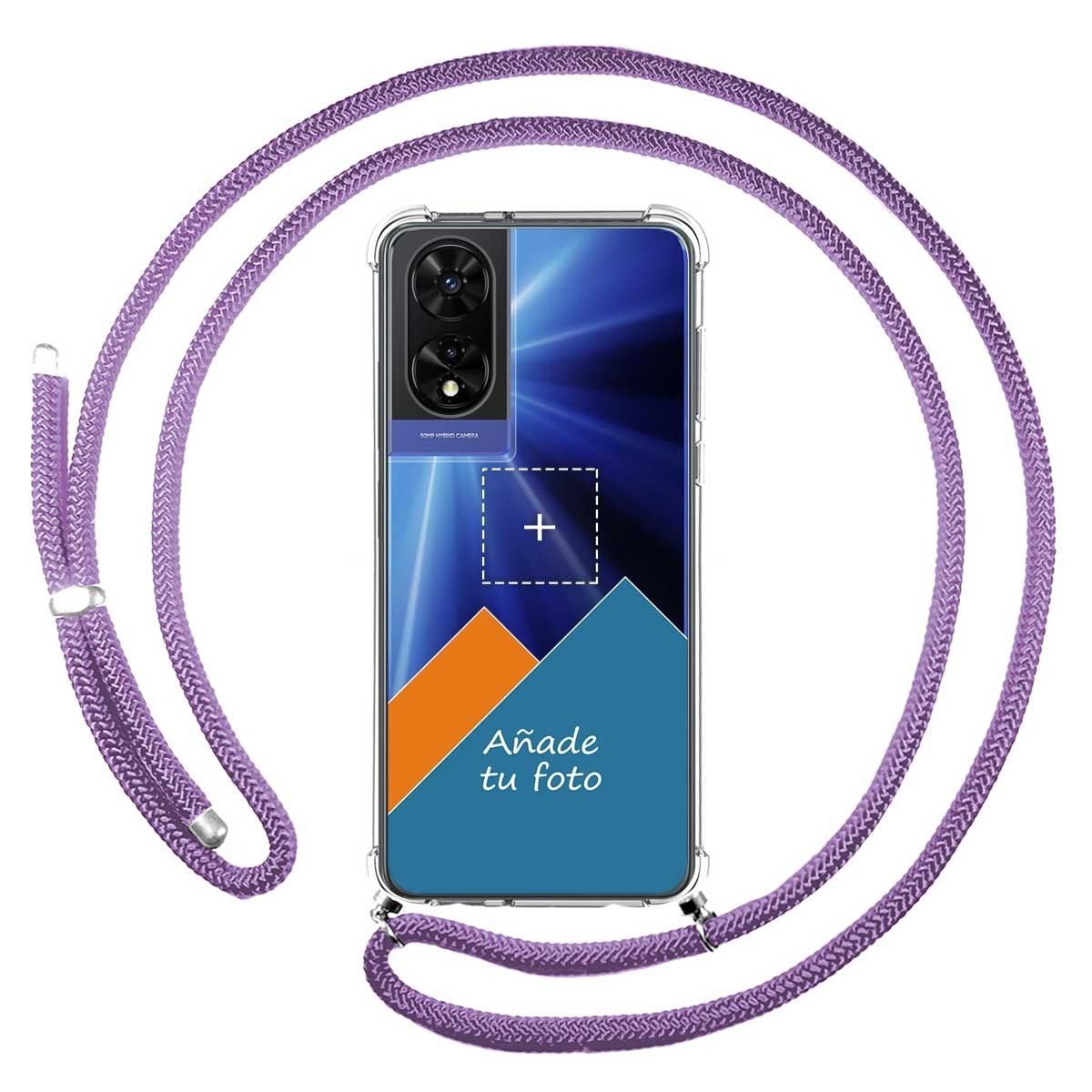 Personaliza tu Funda Colgante Transparente para TCL 505 con Cordon Morado Dibujo Personalizada