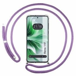 Funda Colgante Transparente para Oppo Reno 11F 5G con Cordon Morado