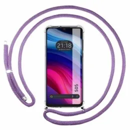 Funda Colgante Transparente para TCL 505 con Cordon Morado