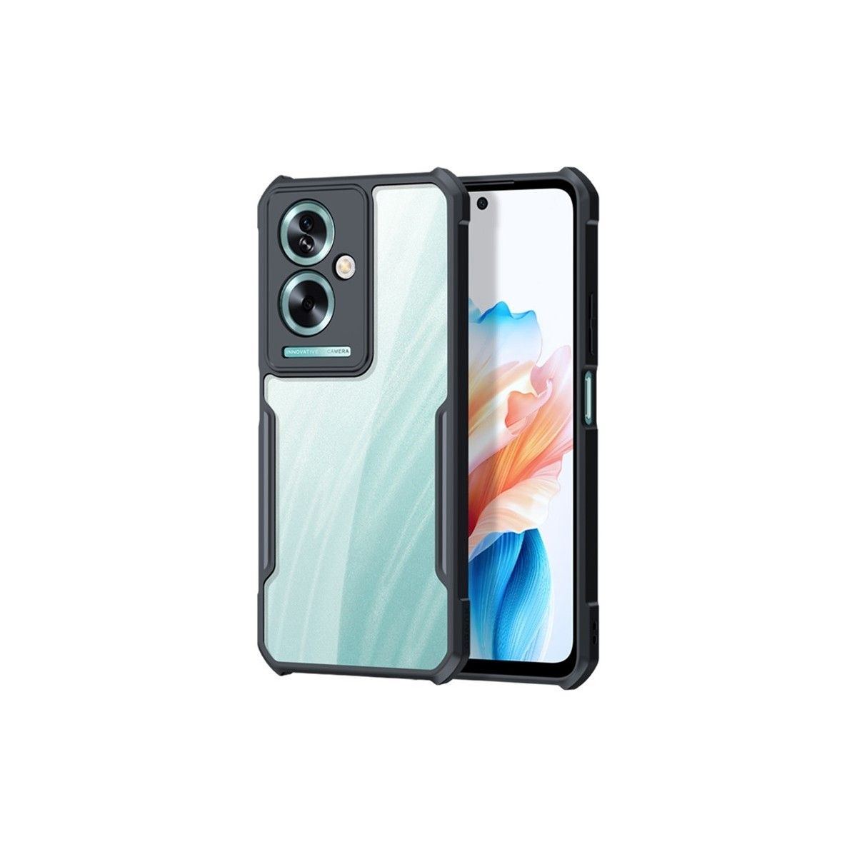 Funda Transparente Reforzada con Borde Negro para Oppo A79 5G