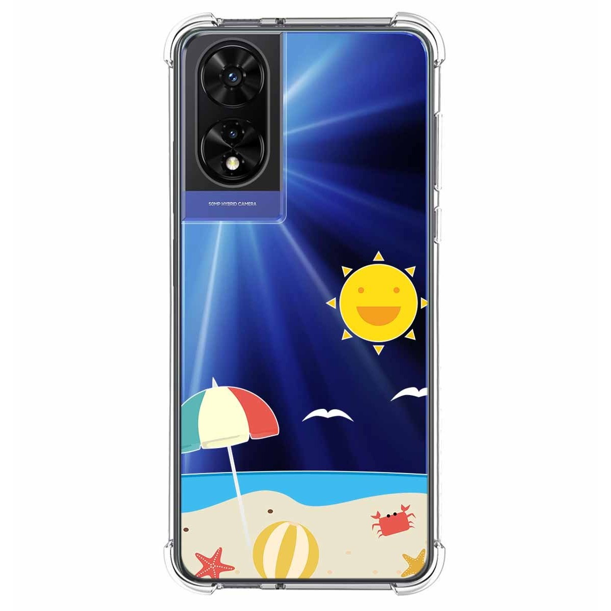 Funda Silicona Transparente para TCL 505 diseño Playa Dibujos