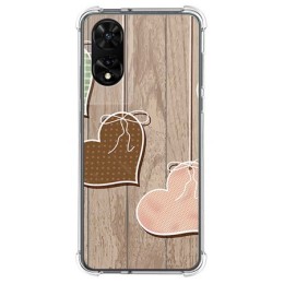 Funda Silicona para TCL 505 diseño Corazones Madera Dibujos