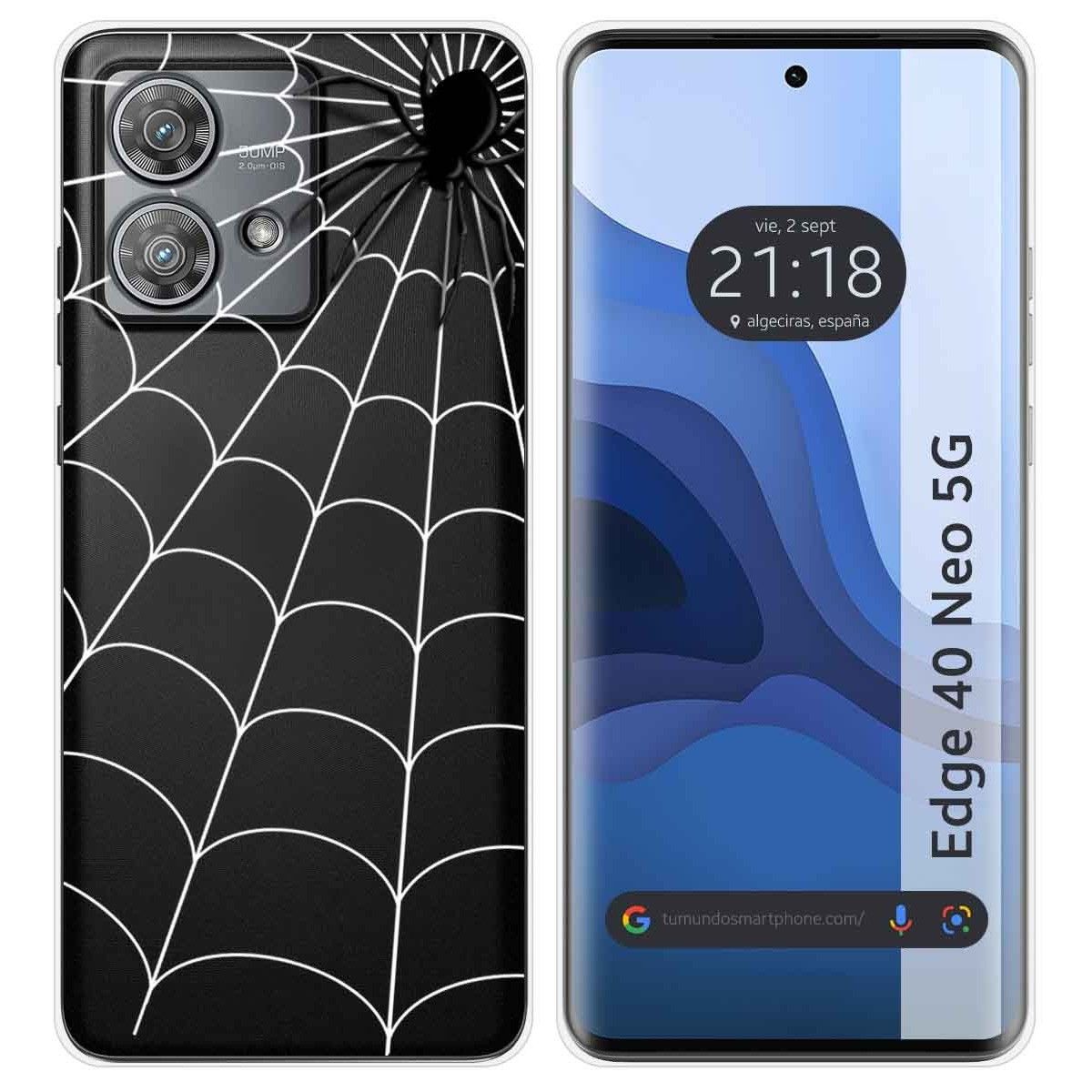 Funda Silicona Transparente para Motorola Edge 40 Neo 5G diseño Araña Dibujos