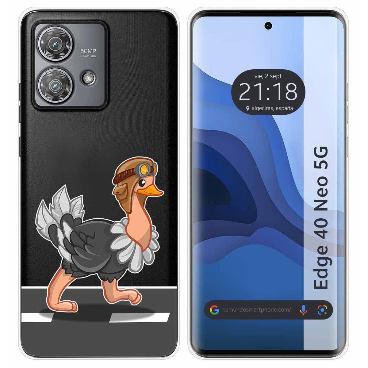 Funda Silicona Transparente para Motorola Edge 40 Neo 5G diseño Avestruz Dibujos