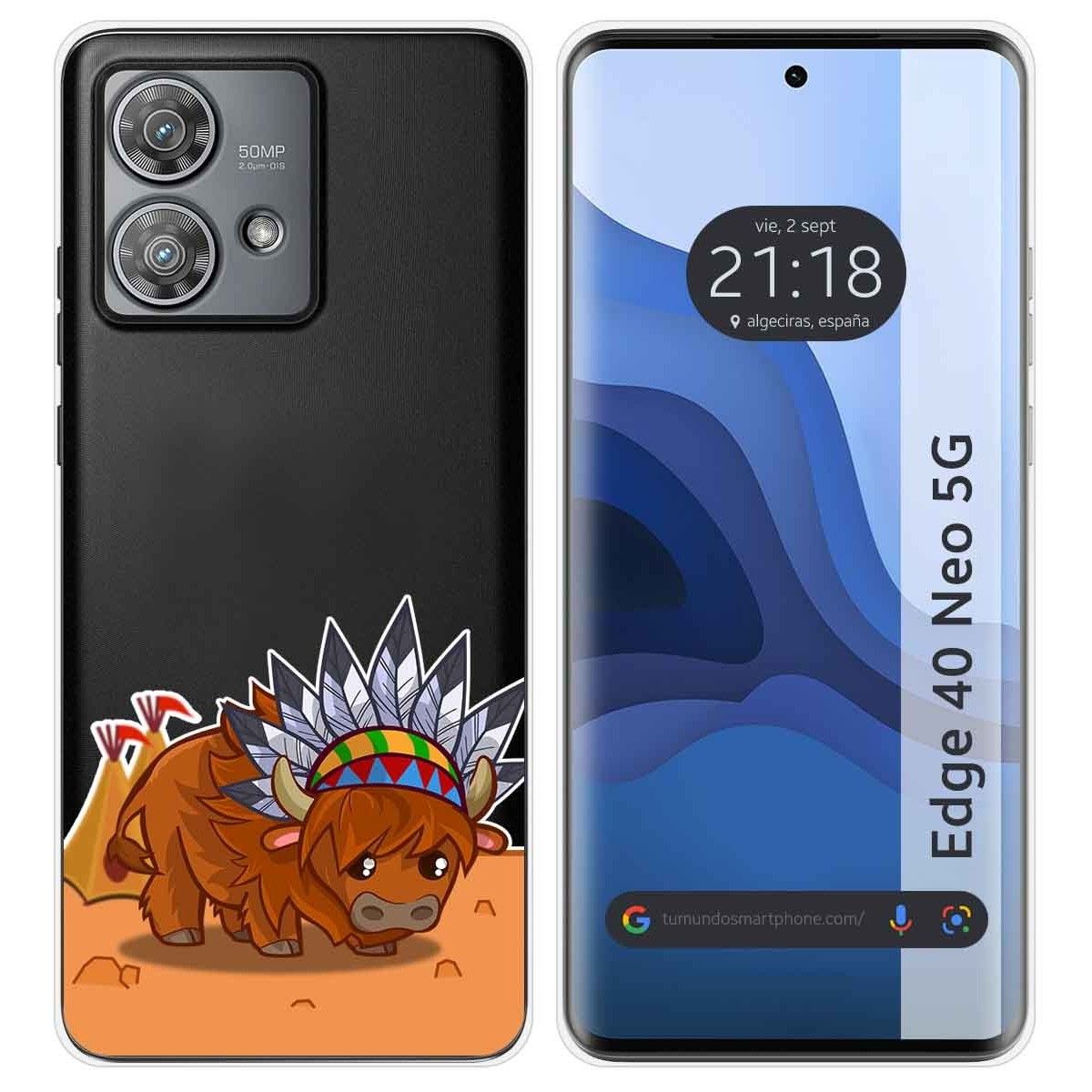 Funda Silicona Transparente para Motorola Edge 40 Neo 5G diseño Bufalo Dibujos